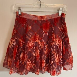 Urban Outfitters velvet plaid burnout skirt rust orange with cut velvet small